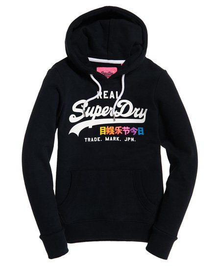 Womens Vintage Logo Pop Hoodie in Eclipse Navy | Superdry Womens Vintage Logo Pop Hoodie in Eclipse Navy | Superdry