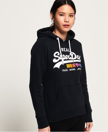 Womens Vintage Logo Pop Hoodie in Eclipse Navy | Superdry Womens Vintage Logo Pop Hoodie in Eclipse Navy | Superdry