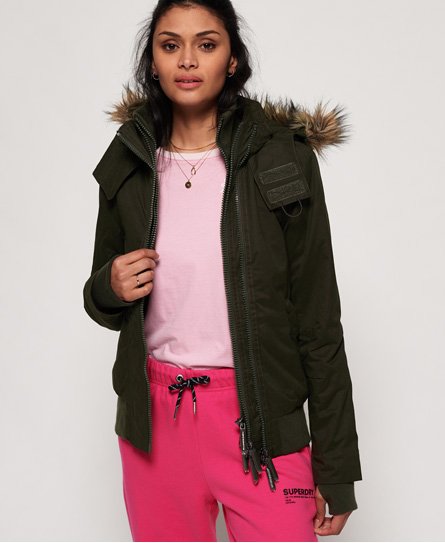 superdry womens microfibre windbomber jacket army
