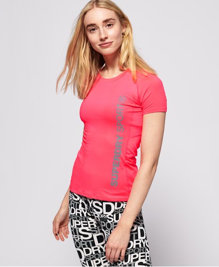 Superdry Figurbetontes Core T-Shirt mit Netzeinsatz female pink 40