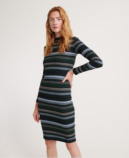 Womens Stripe Rib Midi Dress In Blue Stripe Superdry