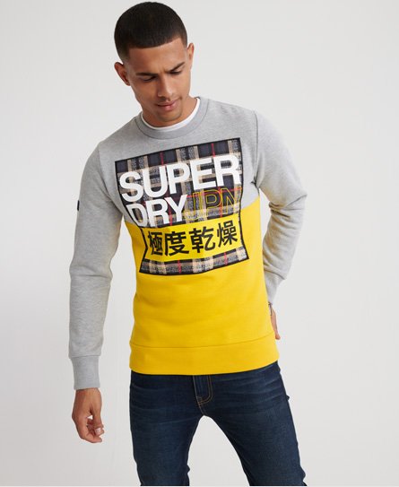 Men s Crafted Check Crew Sweatshirt in Grey Marl Superdry CA EN