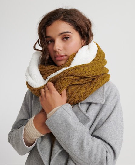 Superdry Women’s Gracie Cable Snood Tan / Ochre - Size: 1SIZE