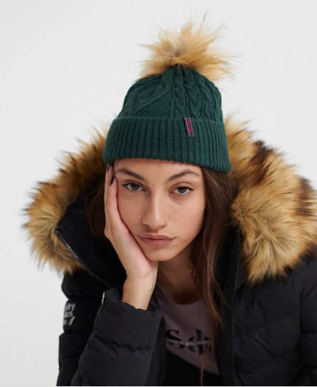 superdry green bobble hat