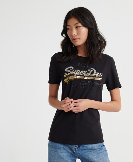 Superdry Vintage Logo T skjorte med paljetter i ombréstil paljett skjorte herre