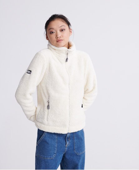 Womens - Hybrid Zip Track Top in Cream | Superdry UK