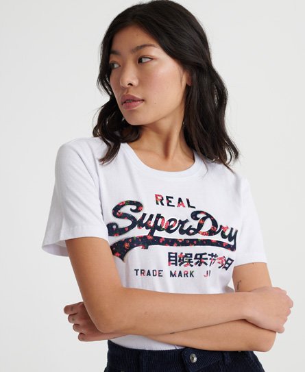 Superdry Womens Vintage Logo Flock Floral T-Shirt