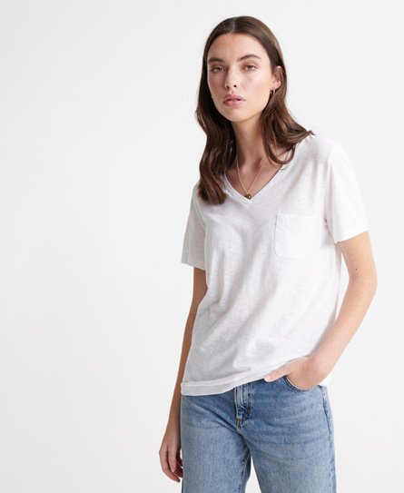 Nieuwe aankomst hel opening Women's Organic Cotton Essential V-Neck T-Shirt in White | Superdry US