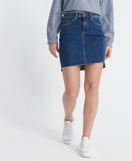 superdry women's jeans-minirock dunkelblau - größe: