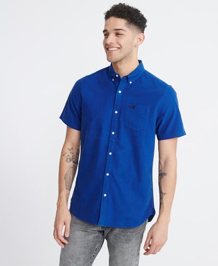 Superdry Men’s Classic University Oxford Short Sleeved Shirt Blue / Imperial Blue - Size: S