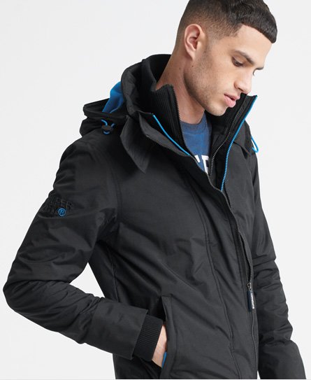Superdry Men's Pop Zip Arctic Hooded SD-Windcheater Jacket Black / Black/Super Denby New Branding