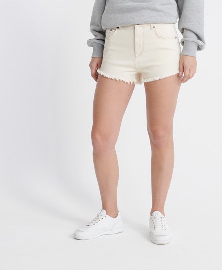 Superdry Women’s Cut Off Shorts Cream / Unbleached - Size: 26