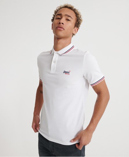 superdry mens long sleeve tipped polo shirt