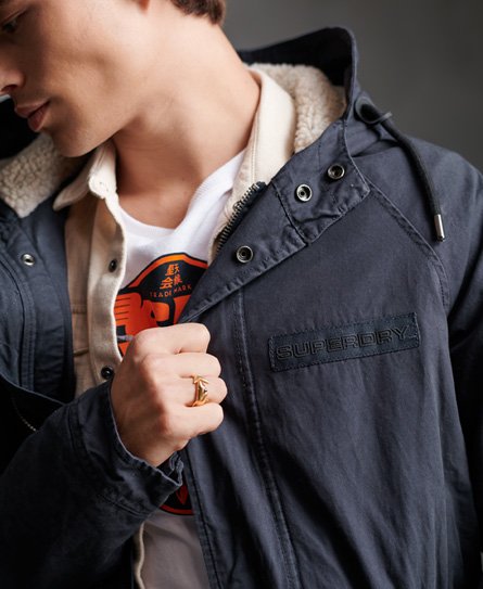 Men s Winter Aviator Parka Jacket in Dark Navy Superdry UK