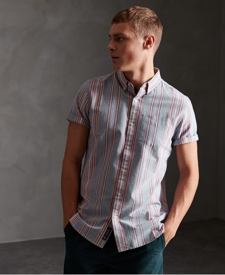 Mens - East Coast Oxford Shirt in Denim Blue Stripe | Superdry