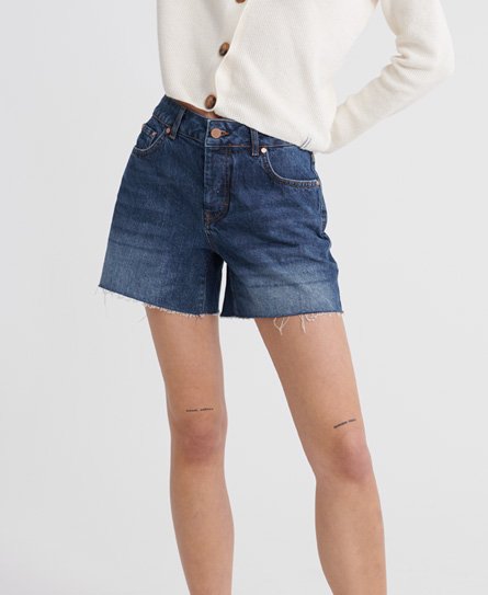 superdry femme short en jean mi-long bleu foncé taille: 37