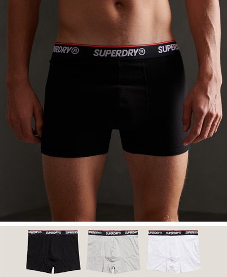 Superdry Classic Boxer Triple Pack Mens Underwear Shorts Black Multipack