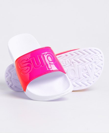 Superdry Women’s Pool Sliders Pink / Fluro Pink - Size: S