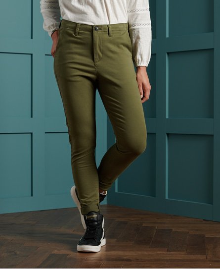 Superdry Women’s City Chinos Green / Capulet Olive - Size: 24/28