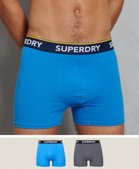 superdry men's klassische boxershorts aus bio-baumwolle im 2er-pack blau - größe: