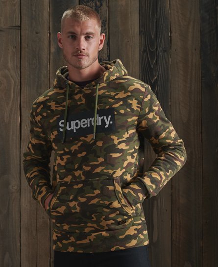 Mens Core Logo Camo Hoodie in Army Camo Superdry UK