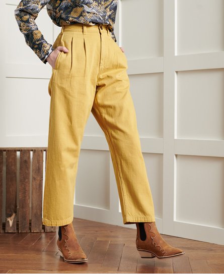 Superdry Women's Dry Pleated Trousers Yellow / Honey