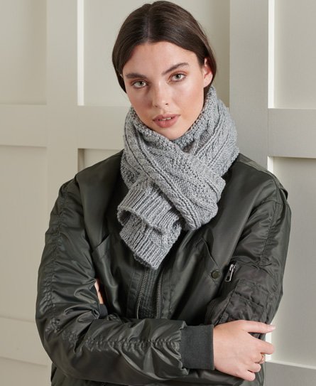 Superdry Women’s Lannah Cable Scarf Grey / Grey Marl - Size: 1SIZE