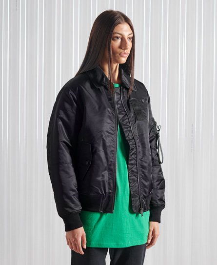 superdry bomber jacket womens black