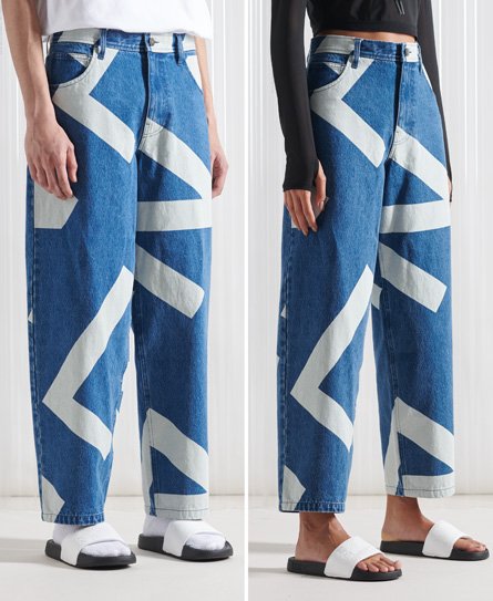 superdry sdx unisex denim jeans mit weitem beinschnitt hellblau - größe: