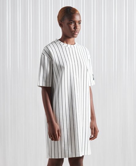 Women’s Sdx Limited Edition Sdx Heavy T-Shirt Dress White / White Stripe - Size: XS/S -Superdry