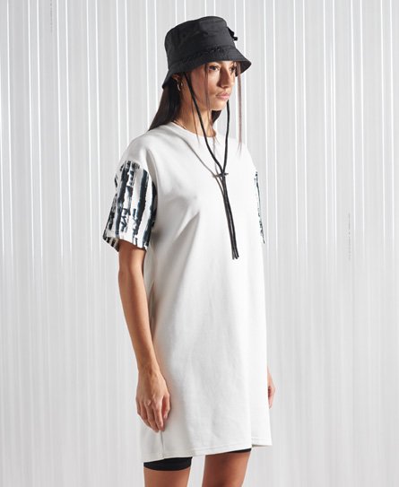 Superdry Women’s Sdx Limited Edition Sdx Heavy T-Shirt Dress White / White Print - Size: XS/S