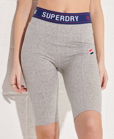 Superdry Women’s Sportstyle Essential Cycling Shorts Light Grey / Grey Slub Grindle - Size: 8