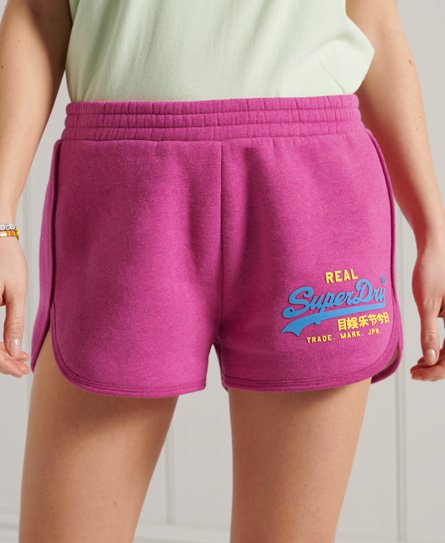 Superdry - women's vintage logo duo shorts pink - größe: 42