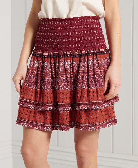 Superdry Women’s Ameera Mini Smocked Skirt Red / Rust - Size: 14