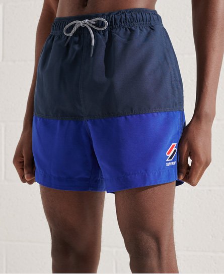 Superdry Men’s Tri Series Swim Shorts Blue / Nautical Navy/Racer Cobalt Block - Size: XL