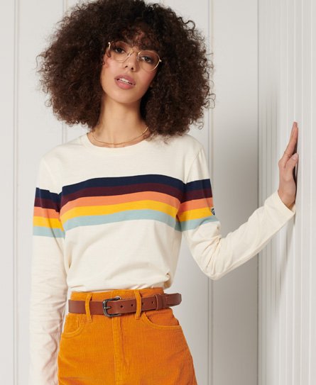 Click to view more detailed imagery on our partner's website Superdry Cali Langarmoberteil Mit Streifen In White