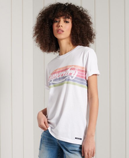 Superdry Women's Rainbow T-shirt White Size: 8