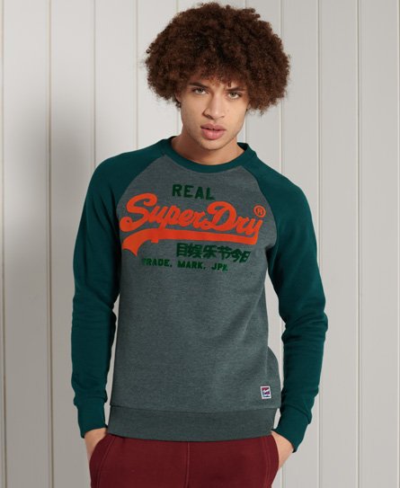 superdry vintage logo panel crew