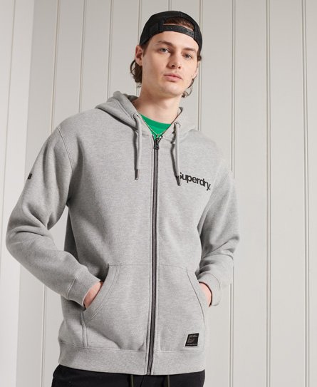 Superdry Men's Military Graphic Zip Hoodie Grey   Grey Marl 