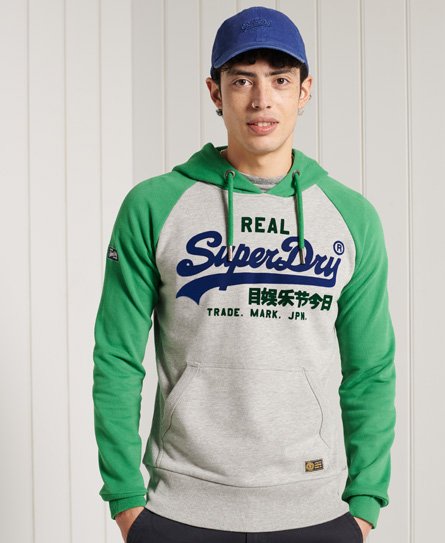 Superdry Tofarvet Vintage Logo hættetrøje med raglan og loopback-for