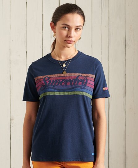 Superdry Women's Rainbow T-shirt Navy / Nautical Navy - Size: 8