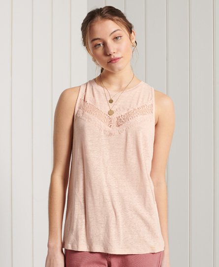 Superdry Chevron Lace Vest Top In Pink