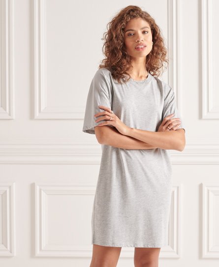 Superdry Women’s Cotton Modal T-shirt Dress Light Grey / Mid Marl - Size: 10