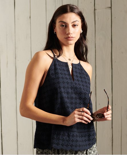Superdry Lace Cami Top In Navy