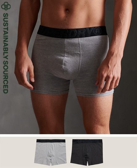 superdry uperdry men's boxershorts aus bio-baumwolle im 2er-pack grau - größe: