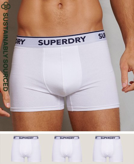 superdry uperdry men's klassische boxershorts aus bio-baumwolle im 3-er pack weiß - größe:
