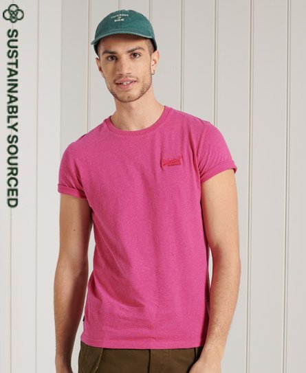 Superdry Men’s Organic Cotton Vintage Embroidered T-Shirt Pink / Magenta Marl - Size: XS