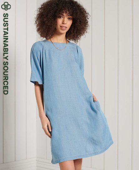 Superdry Women’s Tencel T-shirt Dress Blue / Light Wash - Size: 8