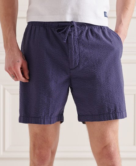 superdry men's seersucker shorts mit kordelzug blau - größe: xxl