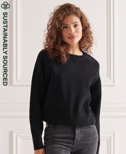Superdry Women’s Essential Organic Cotton Crew Jumper Black - Size: 10